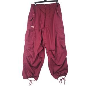 Vintage 1990's UFO Vintage Burgundy Baggy Cargo Parachute Wind Pants M RARE 3884